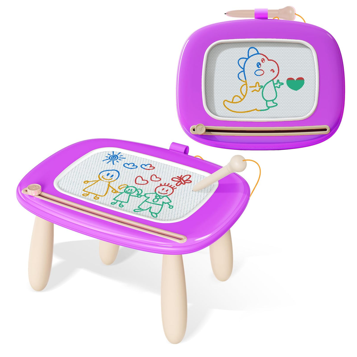 Kikidex Magnetic Drawing Board, Toddler Girl Toys for 1-3 Year Old, Doodle Board Pad Learning and Educational Toys for 1 2 3 Year Old Kids Birthday Gift (Soft Pink)