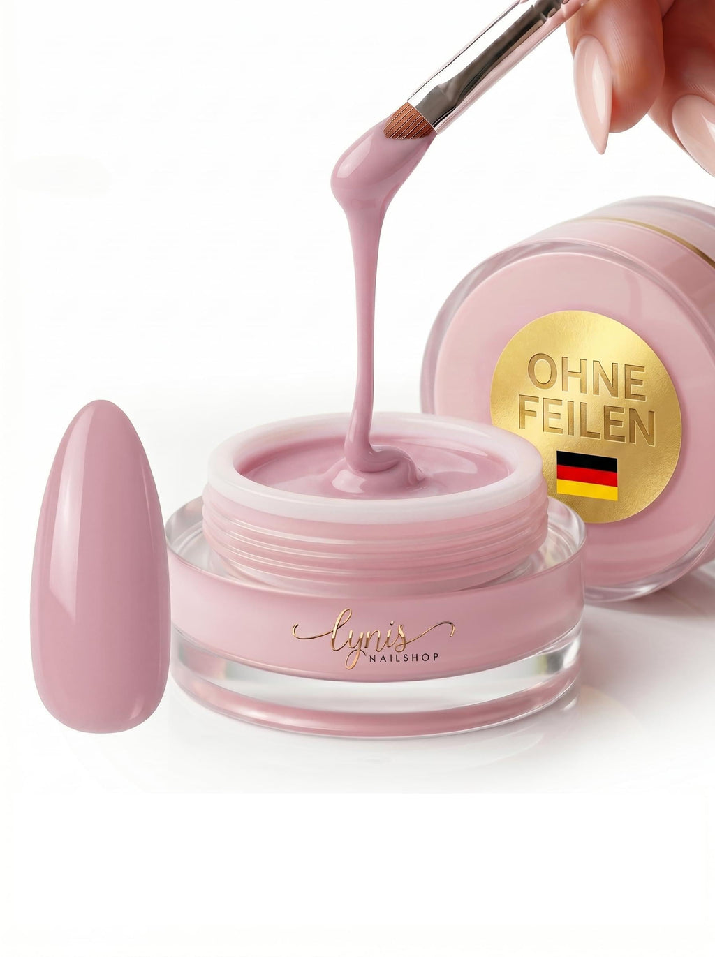 No File Aufbaugel Gelnägel ALMOND NUDE 15ml UV Gel selbstglättend o. Feilen