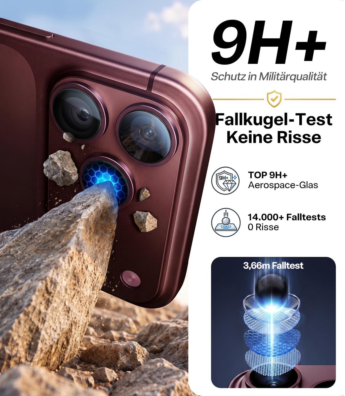 TORRAS für iPhone 18 Pro 9H+ Kratzfest Kameraschutz HD-Klares, Grau