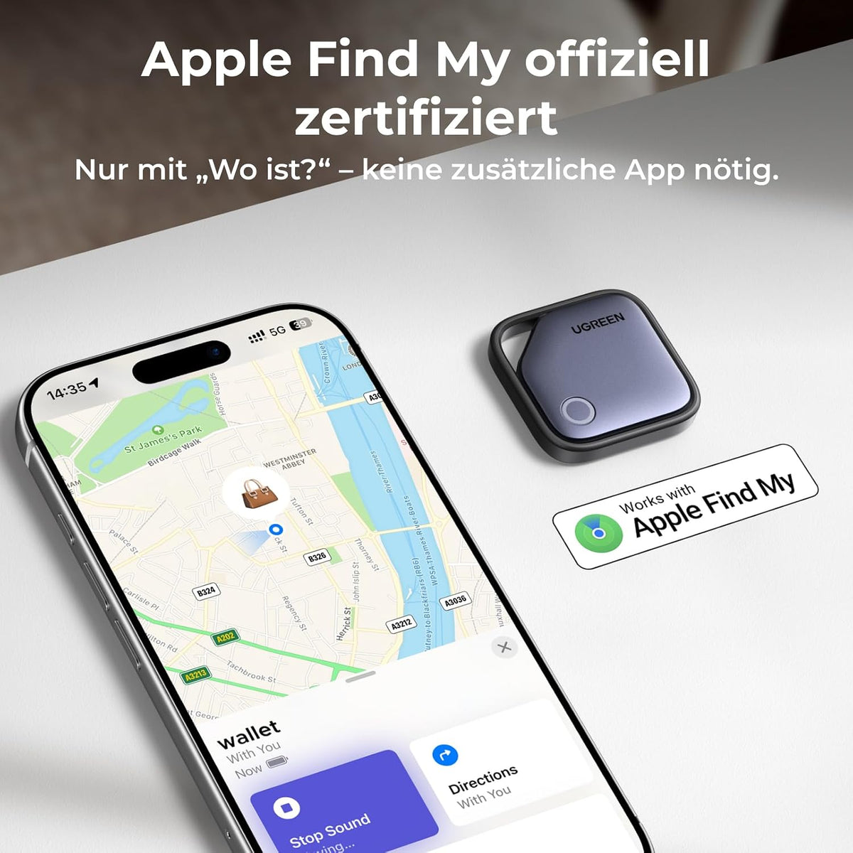 UGREEN FineTrack (4er Pack) Tracker kompatibel mit Apple Find My (nur iOS)
