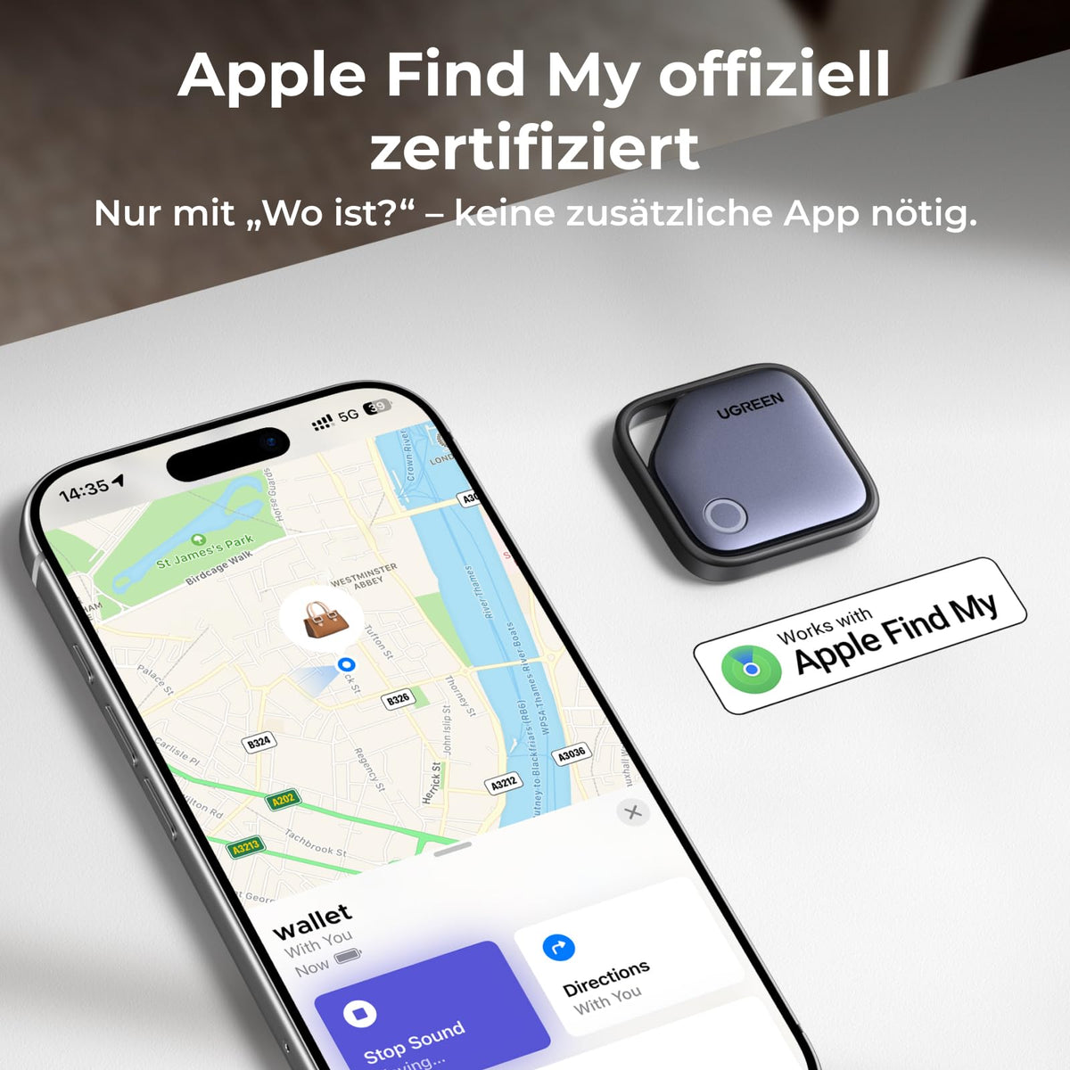 UGREEN FineTrack (4er Pack) Tracker kompatibel mit Apple Find My (nur iOS)
