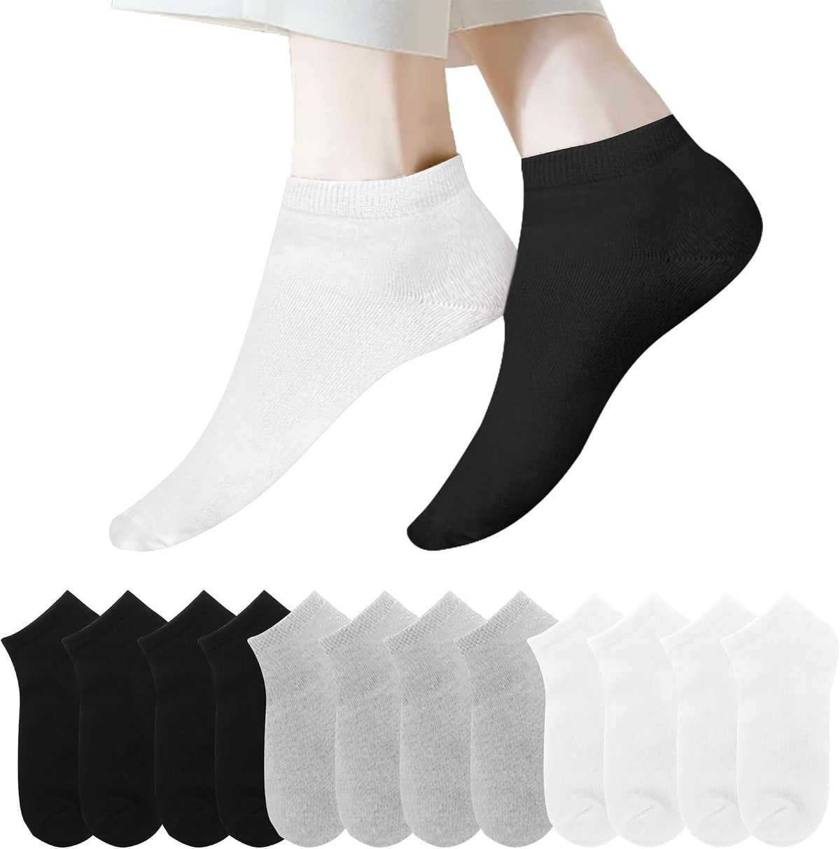 Chaussettes Basses Homme Femme lot de 12 Paires Socquette Sport Coton Socquettes Respirant Courtes Chaussette Femme Coton Courtes Bassese