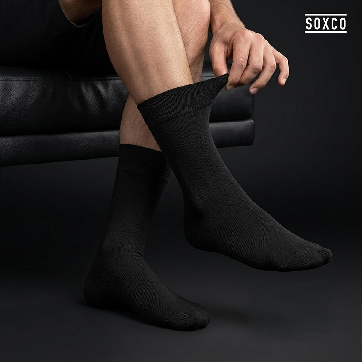 SOXCO Lot de 12 paires de chaussettes homme | Chaussettes habillées mi-mollet riches en coton | Tissu respirant idéales pour le travail et le quotidien | Noir, Blanc, Gris, Bleu Marine