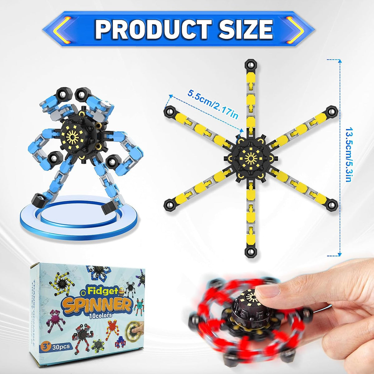 Transformable Fidget Spinners,30PCS Funny Sensory Fidget Toys for Kids