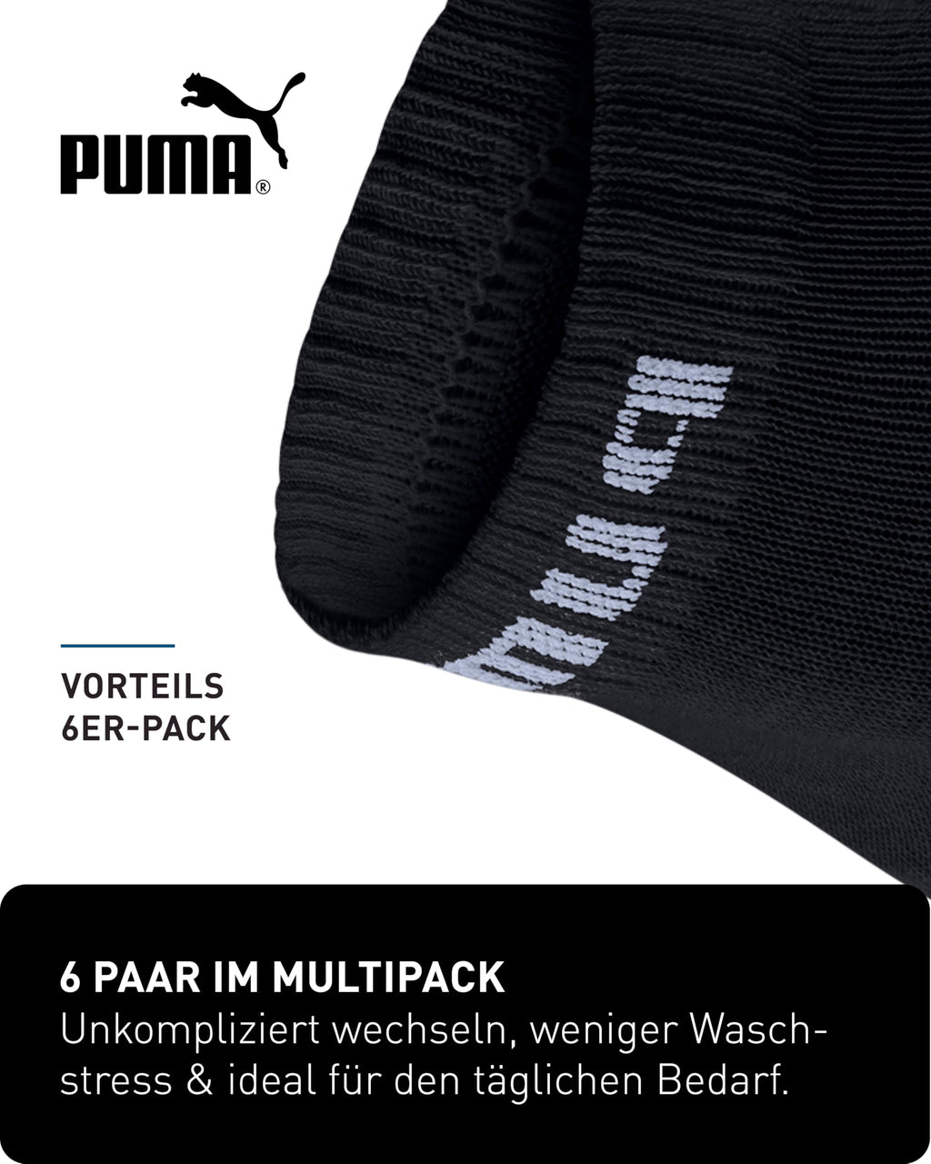 PUMA Unisex Sportsocken Quarter 6er Pack – Statement Edition, kurze Socken für Sport & Alltag, Damen & Herren