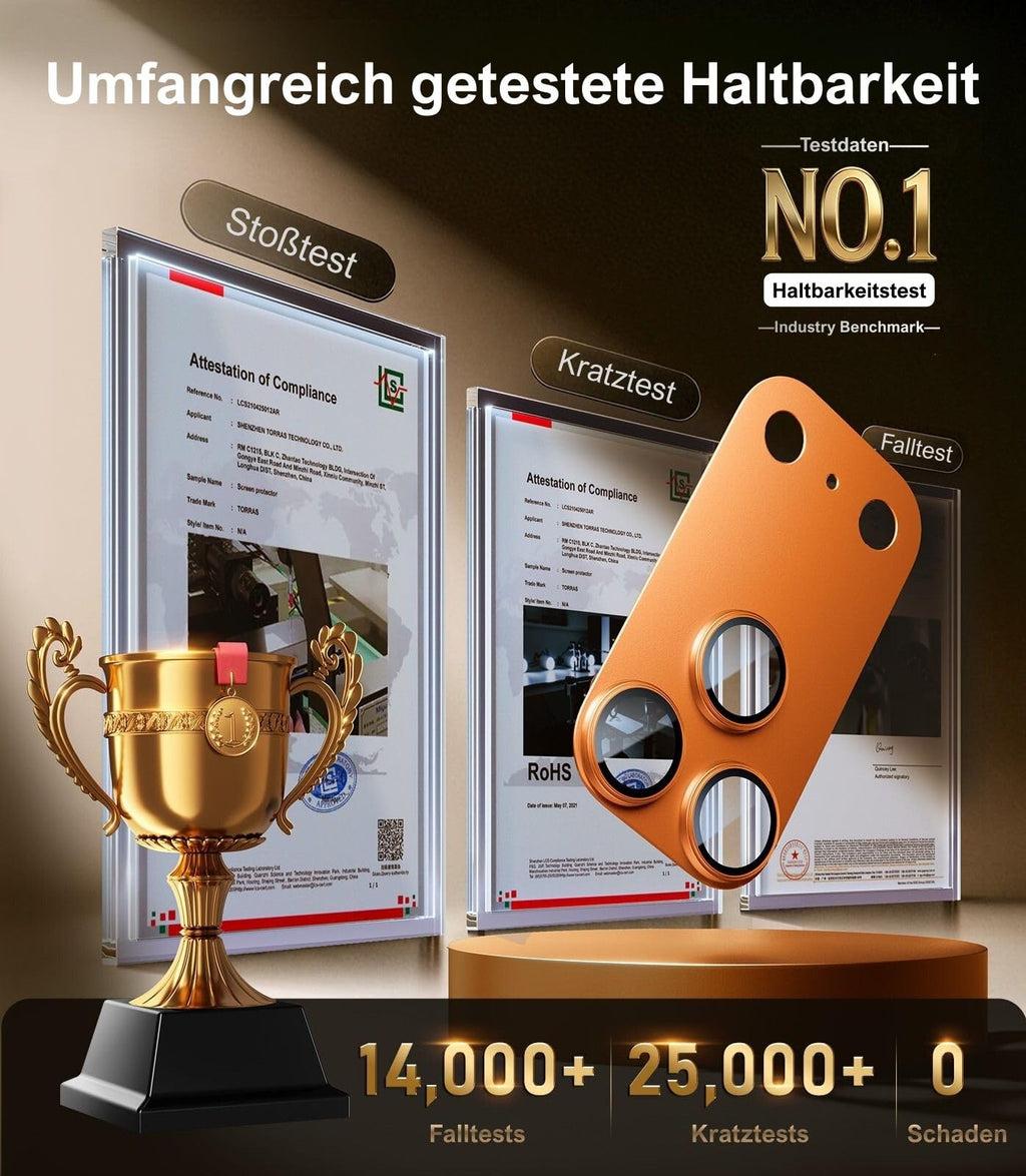 TORRAS für iPhone 18 Pro 9H+ Kratzfest Kameraschutz HD-Klares, Grau