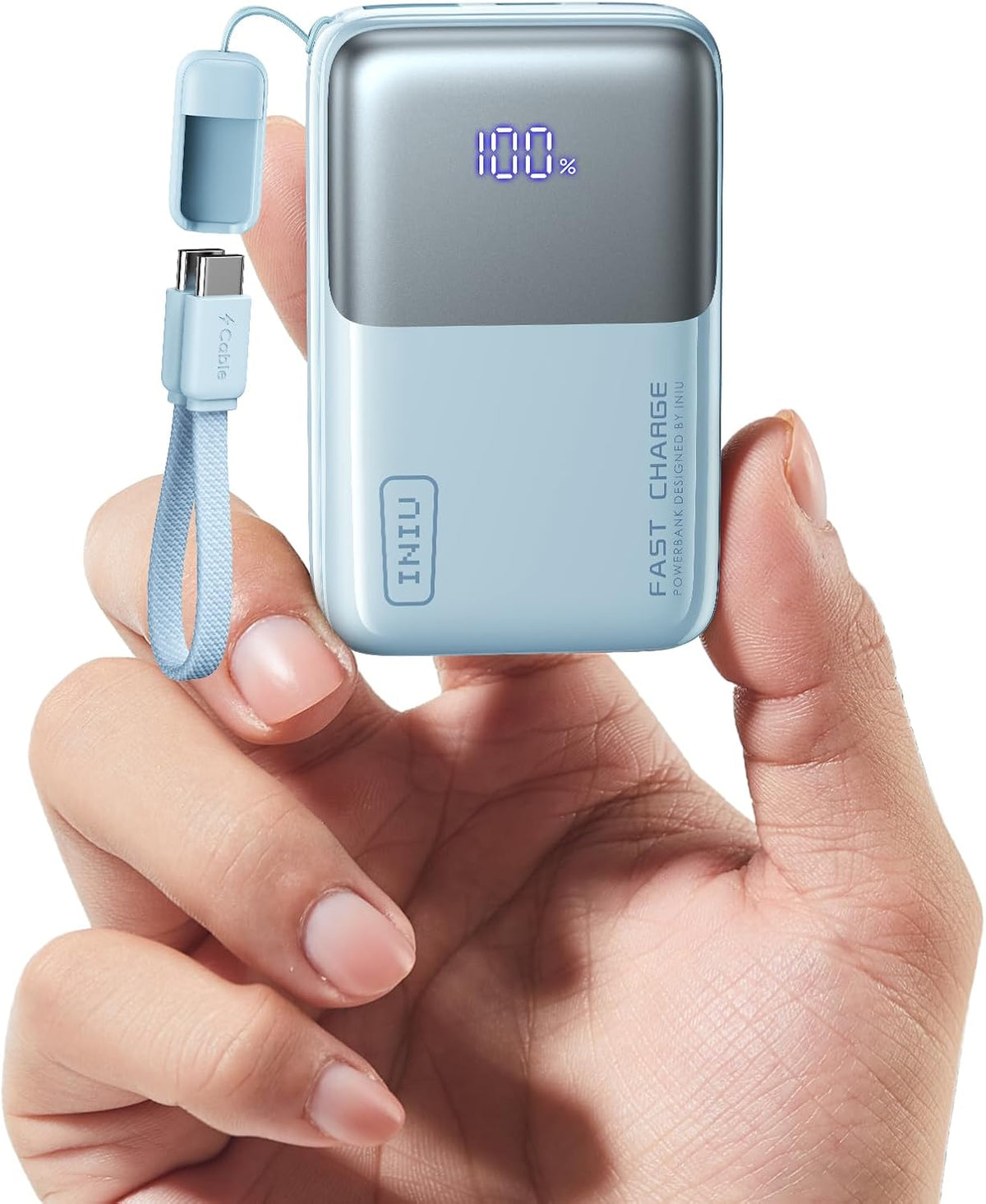 INIU Ultra Mini Powerbank, 10000mAh 45W Schnellladen mit USB C Kabel