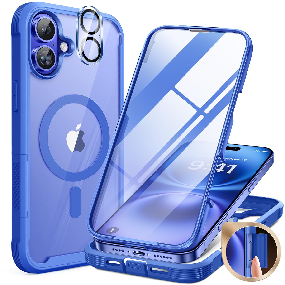 Miracase für iPhone 17 Hülle 6,3 Zoll,360 Grad Komplettschutz,Schwarz