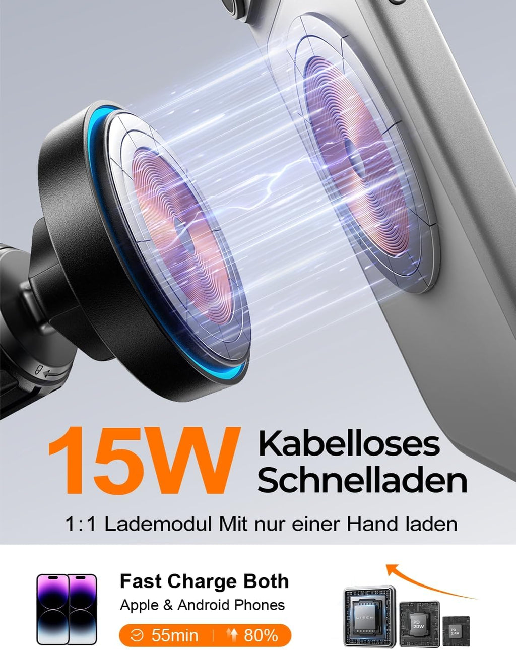 LISEN für Magsafe Autohalterung 15W Handyhalterung Auto mit Ladefunktion