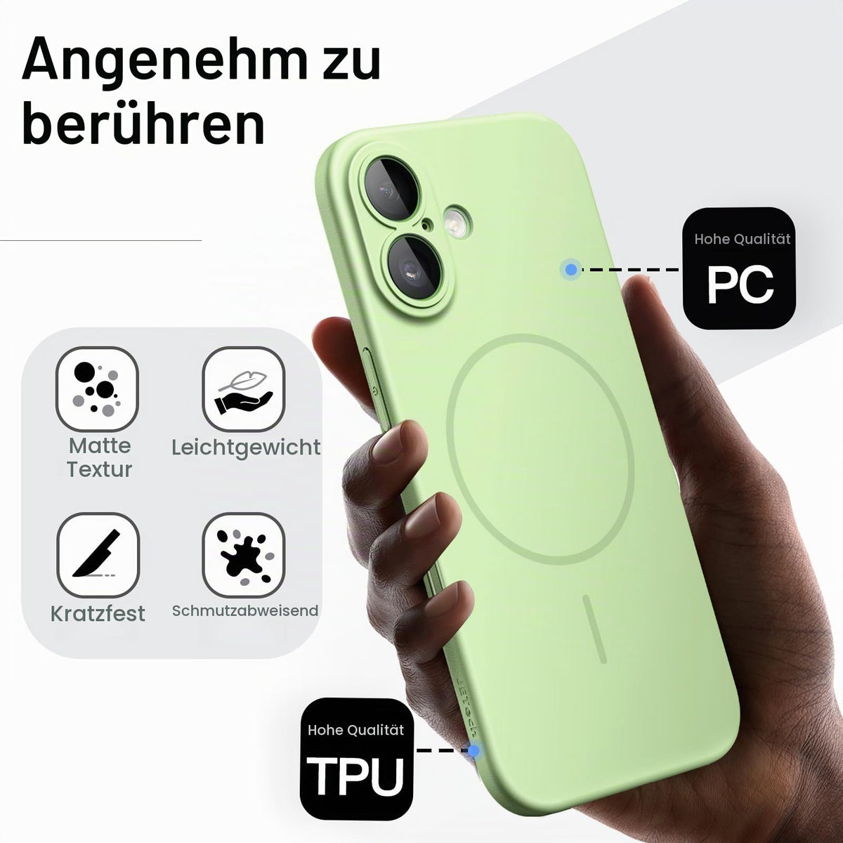 JETech Magnetische Dünne Hülle für iPhone 18 Pro, Schwarz