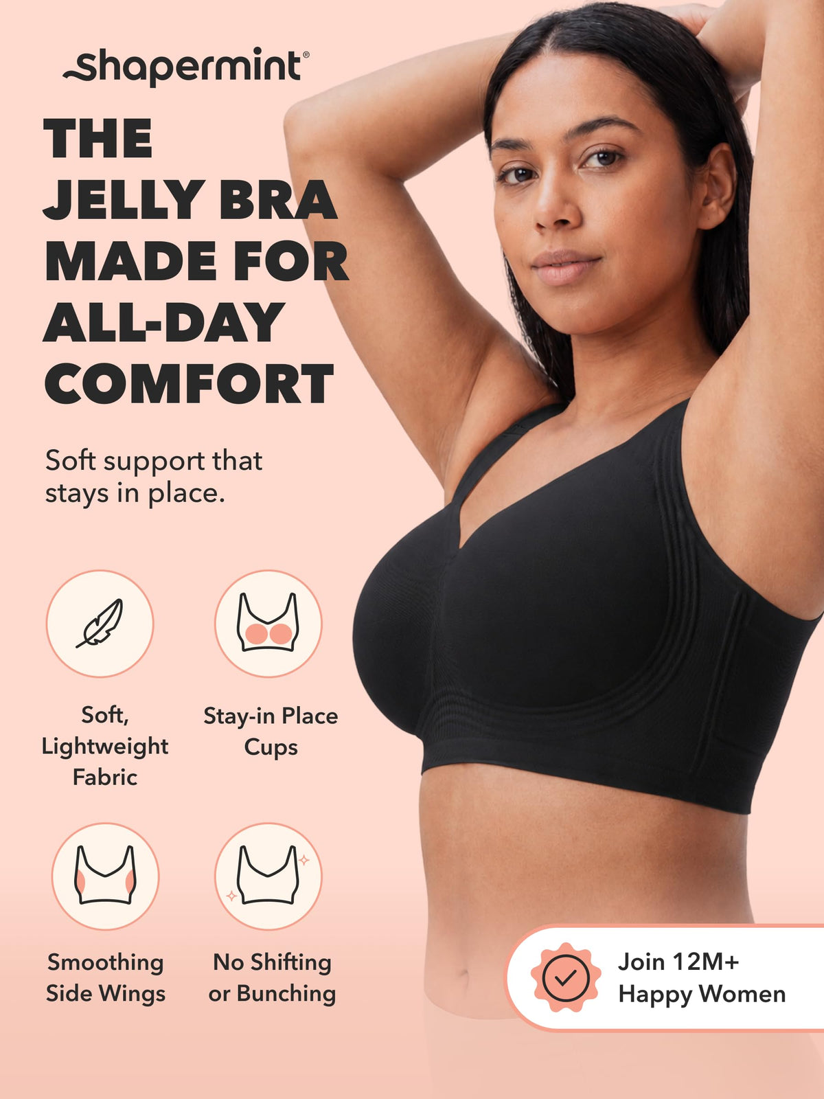 SHAPERMINT Everyday Wireless Jelly Bra, Full Coverage, S-4XL