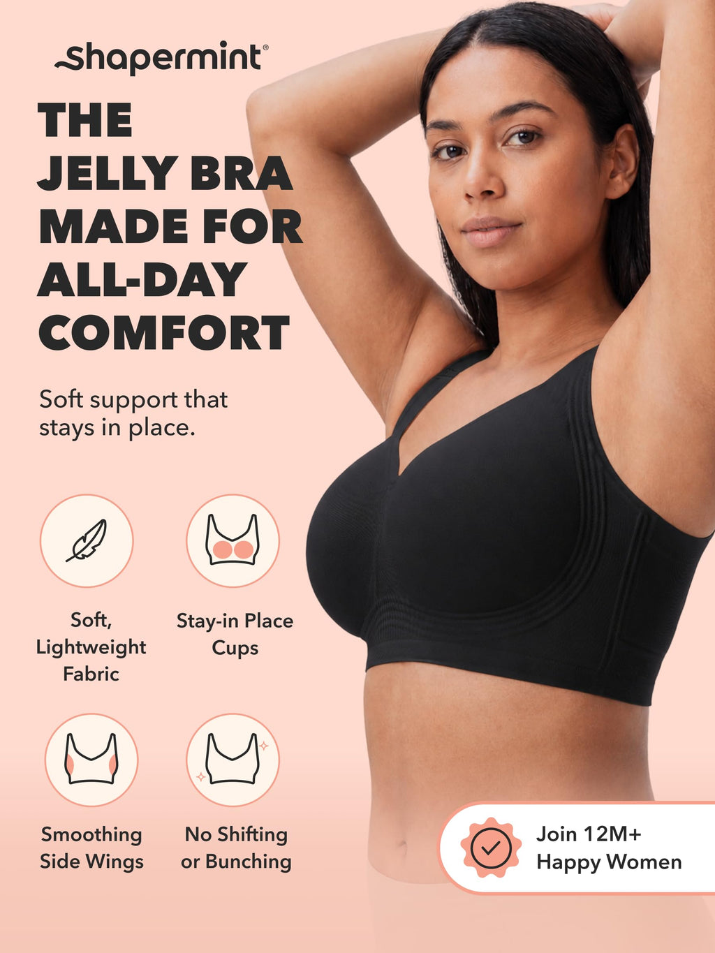SHAPERMINT Everyday Wireless Jelly Bra, Full Coverage, S-4XL
