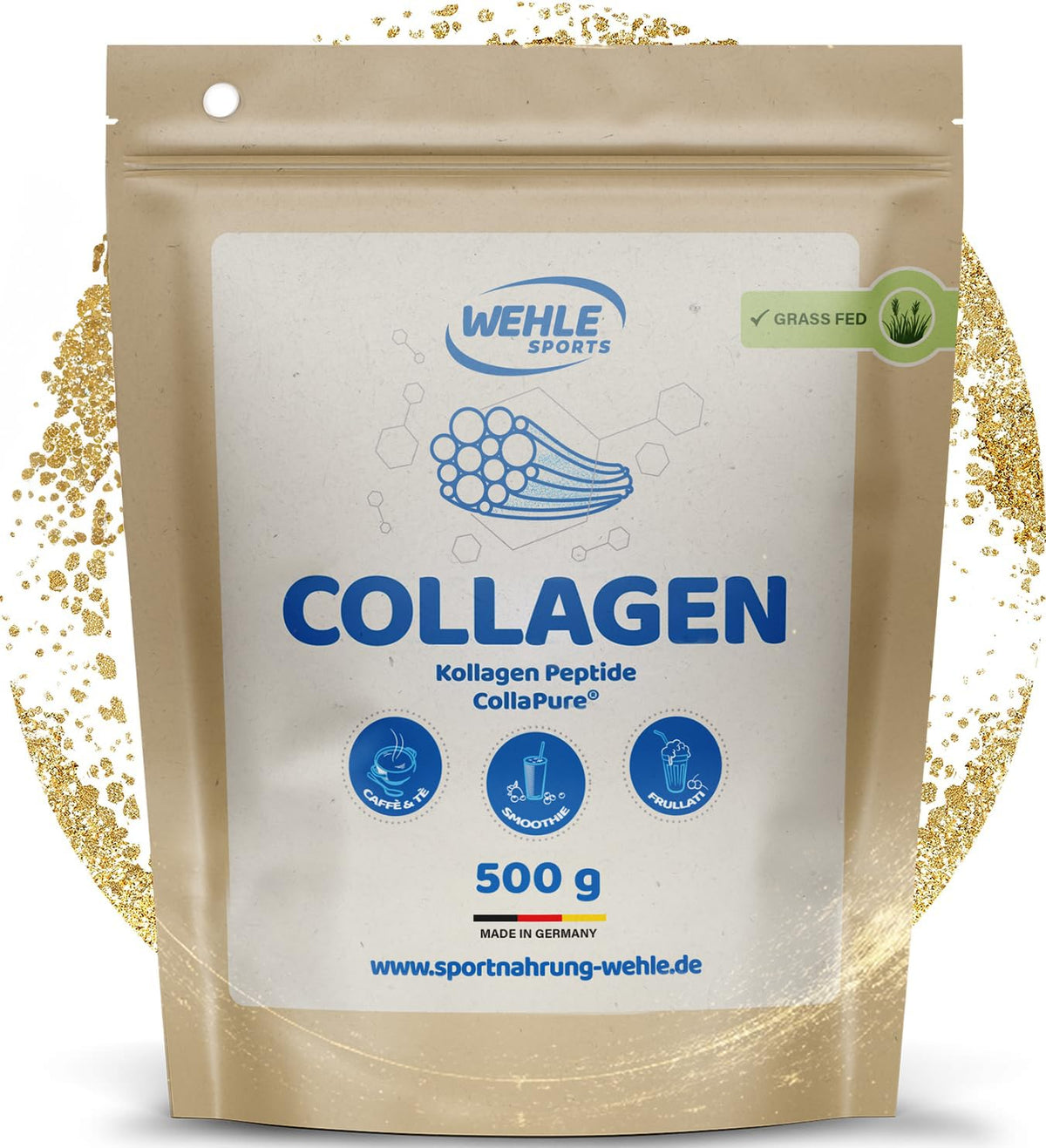 Wehle Kollagen-Pulver – 1000g Peptide Typ 1, 2 & 3, Kollagen-Hydrolysat