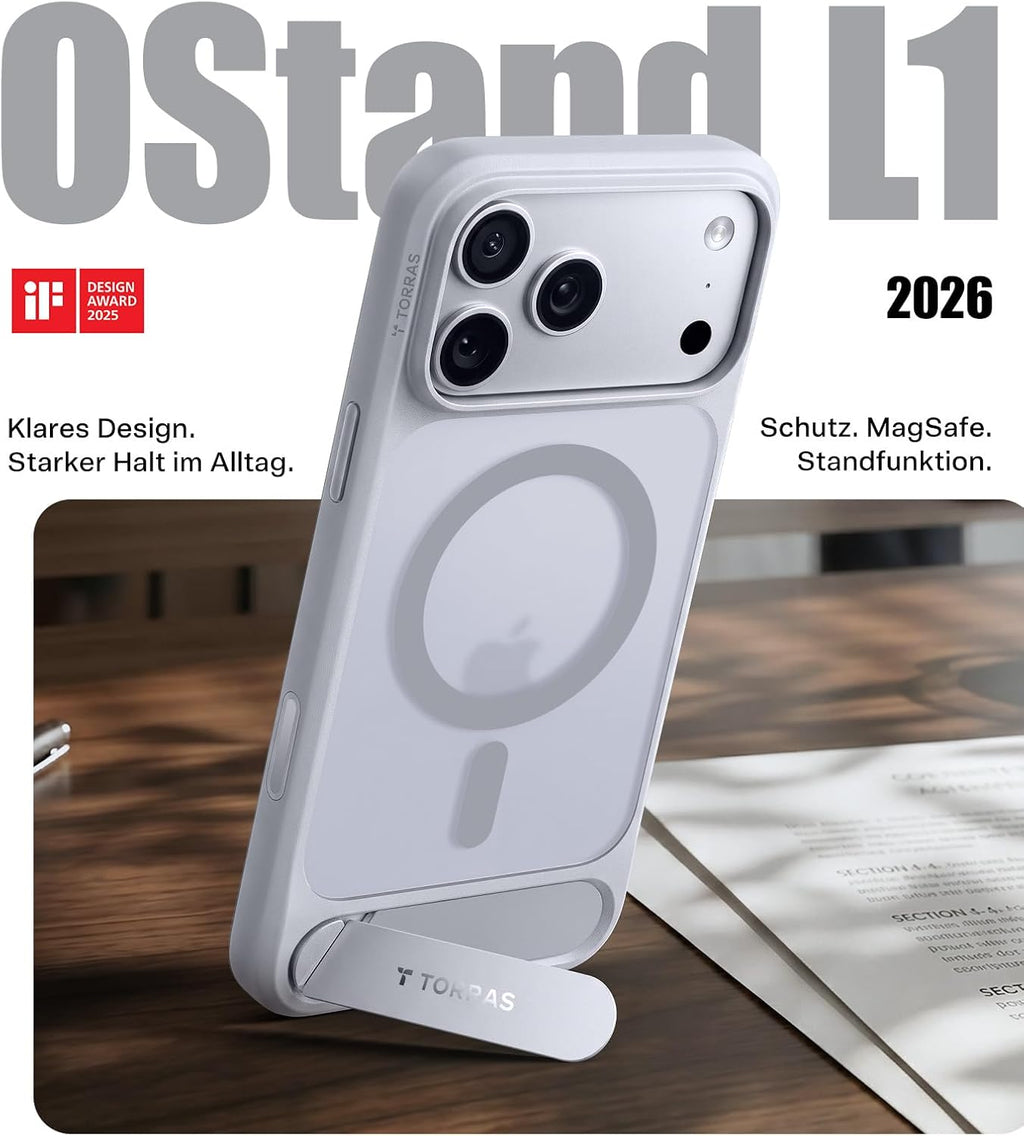 TORRAS Ostand L1 Hülle für iPhone 16 Pro für MagSafe Case, Schwarz