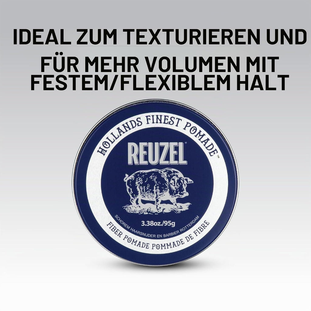 Reuzel Faserpomade, geringer Glanz, fester Halt, texturiertes, volleres Aussehen, im Laufe des Tages leicht neu frisierbar, 3,38 oz/95 g