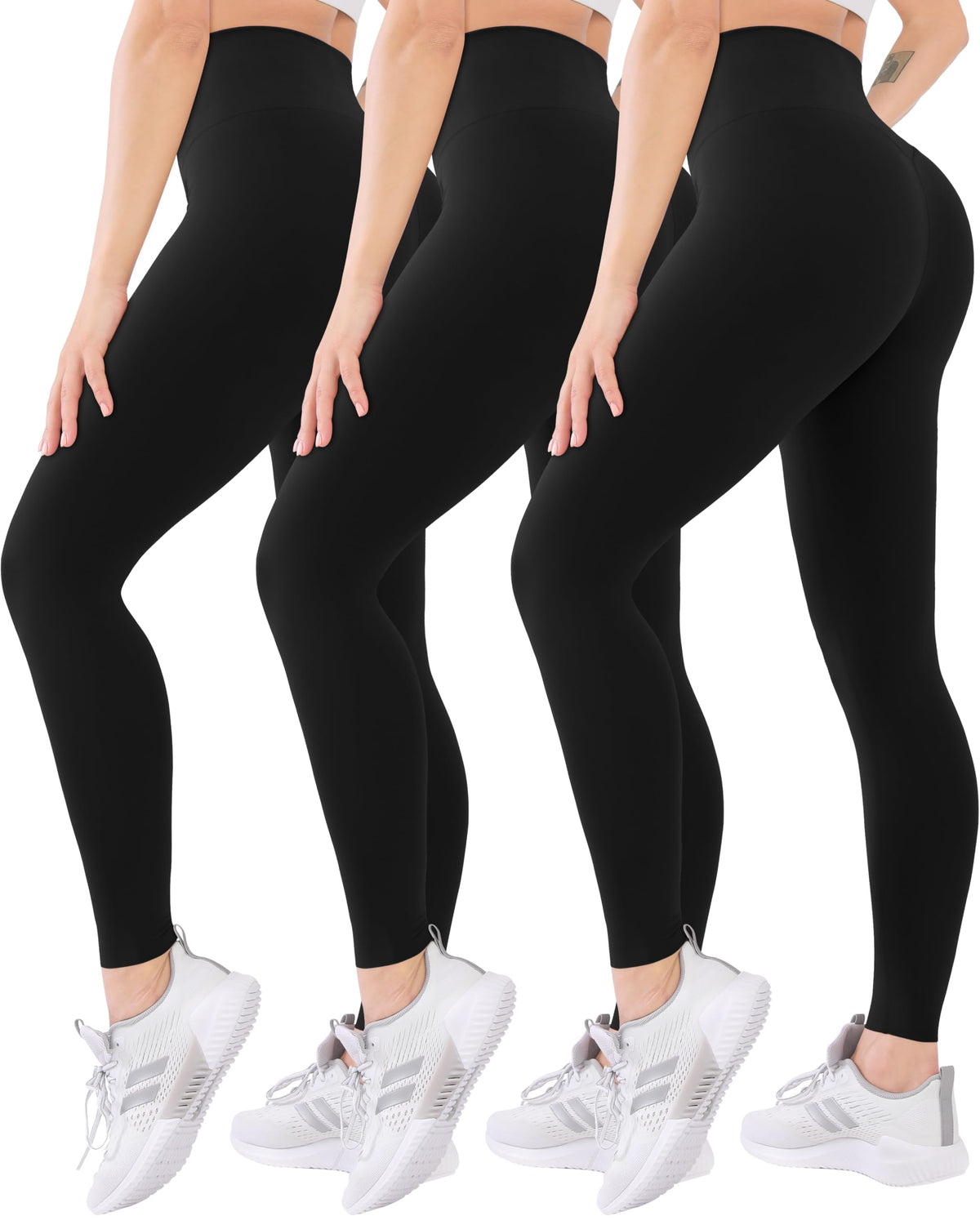 Blisset 3 Pack High Waisted Leggings for Women with Pockets Soft Active Compression Pants for Yoga Running & Daily Wear