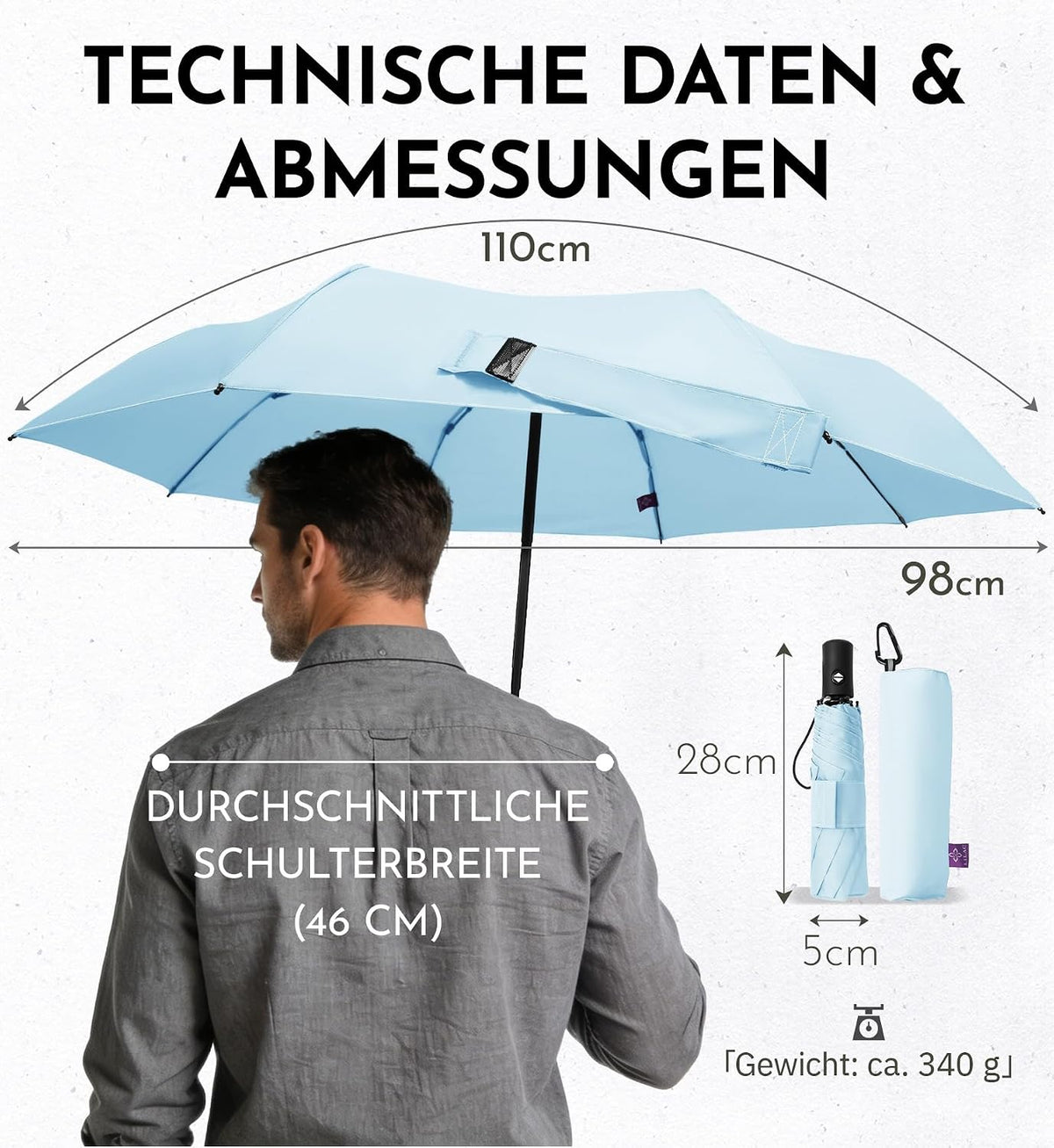 LILAC Regenschirm Klein Stabil Windfest