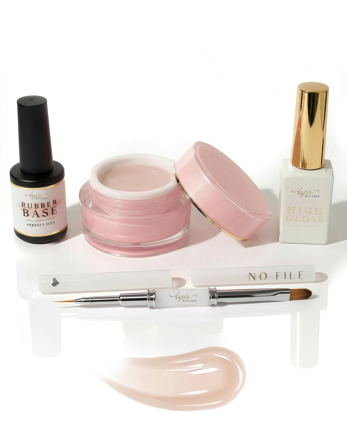 No File Aufbaugel Gelnägel ALMOND NUDE 15ml UV Gel selbstglättend o. Feilen