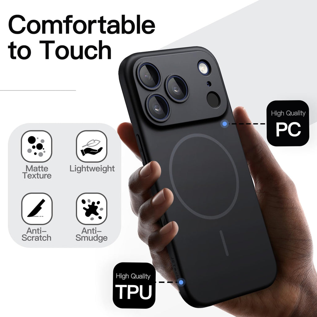 JETech Magnetische Dünne Hülle für iPhone 18 Pro, Schwarz
