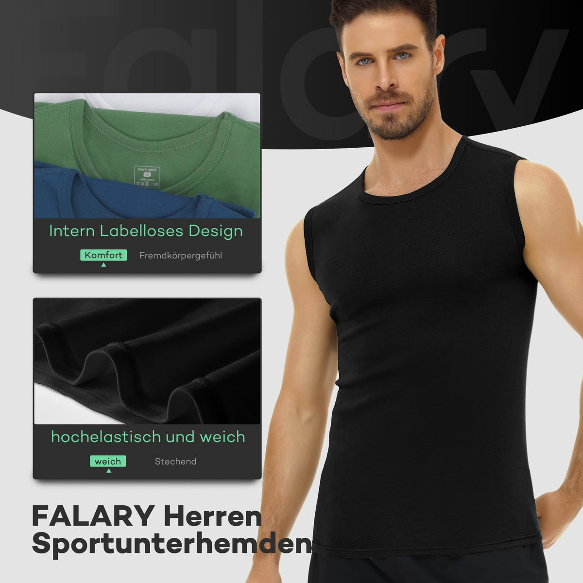 FALARY 3er-/6er-Pack Herren-Unterhemd aus Baumwolle Tanktop Unterhemden S-5XL