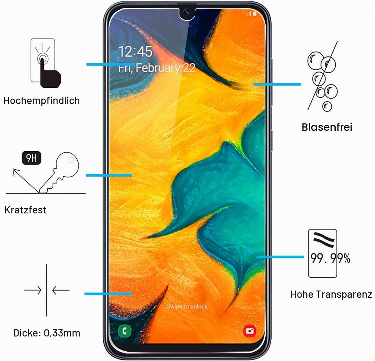 NEW'C Schutzfolie für Samsung Galaxy A35 5G für Panzerglas