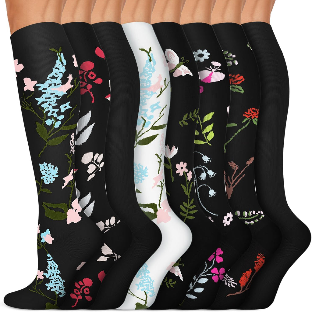 Copper Compression Socks 15-20 mmHg for Men & Women 8 Pairs – Circulation Support for Nurses, Travel, Running, Hiking, Soccer