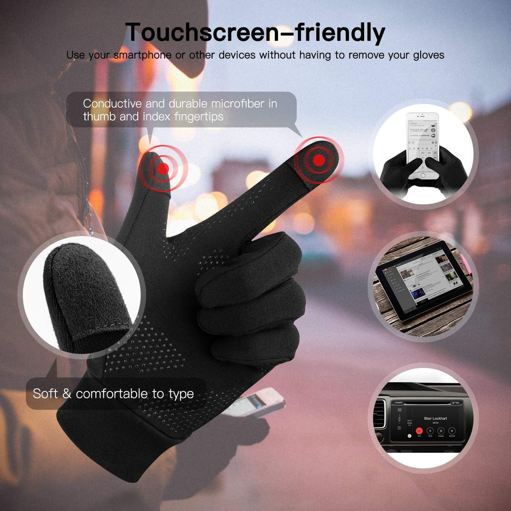 Unigear Touchscreen Handschuhe, Herren Damen Sporthandschuhe Handschuhfutter Outdoor Laufhandschuhe Warme Winddichte Winterhandschuhe Anti-Rutsch Full Finger für Laufen, Fahren, Radfahren, Wandern