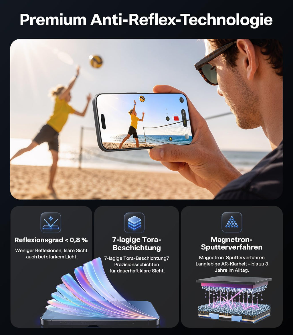 TORRAS für iPhone 18 Pro 9H+ Kratzfest Kameraschutz HD-Klares, Grau