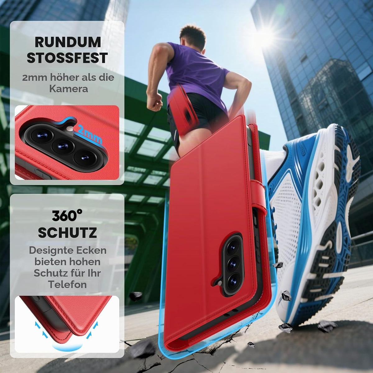 Peakally Handyhülle für Samsung Galaxy A17 5G Hülle [Mit 1 Stück Panzer Schutz Glas] [Premium PU Leder] [RFID-Blockierung] [Kartenfach] Klapphülle kompatibel mit Galaxy A17 5G / 4G - Grün