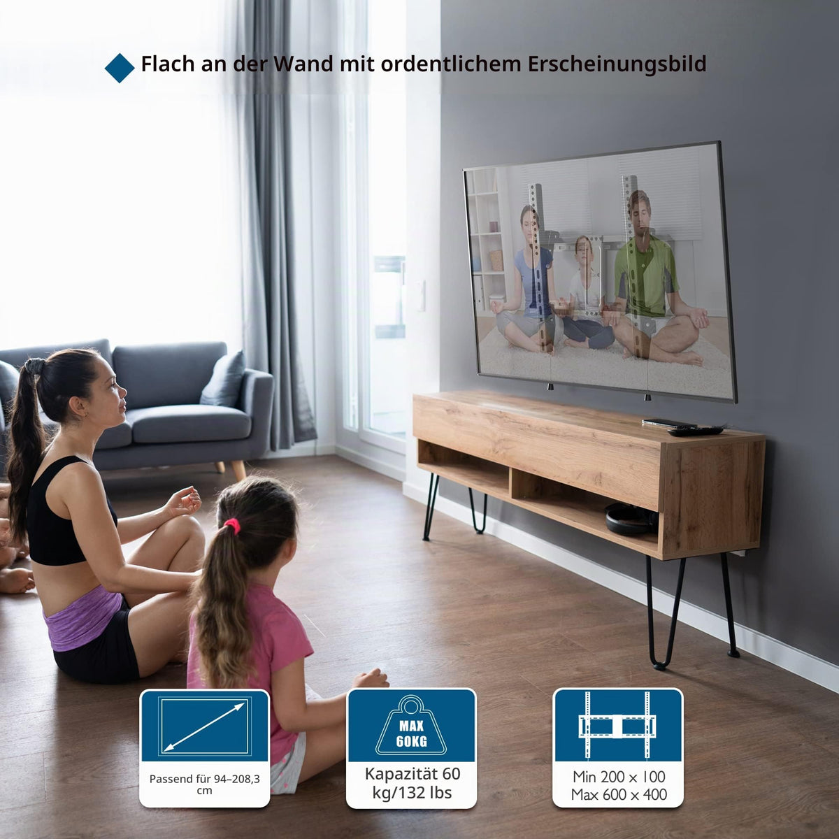 BONTEC TV Wandhalterung 23-70 Zoll Fernseher, vollbeweglich, bis zu 45 kg