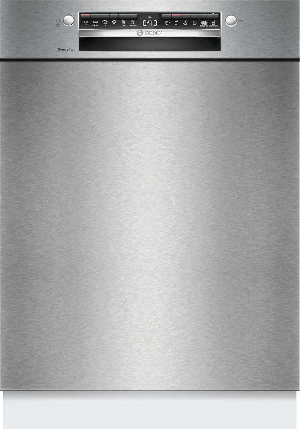 Bosch SMU4EVS08E, Serie 4, Smarter Unterbau-Geschirrspüler 60 cm, Besteckschublade, Spülmaschine mit Programmassistent, besonders Leise, höhenverstellbarer Oberkorb, Automatische Türöffnung, Edelstahl