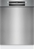 Bosch SMU4EVS08E, Serie 4, Smarter Unterbau-Geschirrspüler 60 cm, Besteckschublade, Spülmaschine mit Programmassistent, besonders Leise, höhenverstellbarer Oberkorb, Automatische Türöffnung, Edelstahl