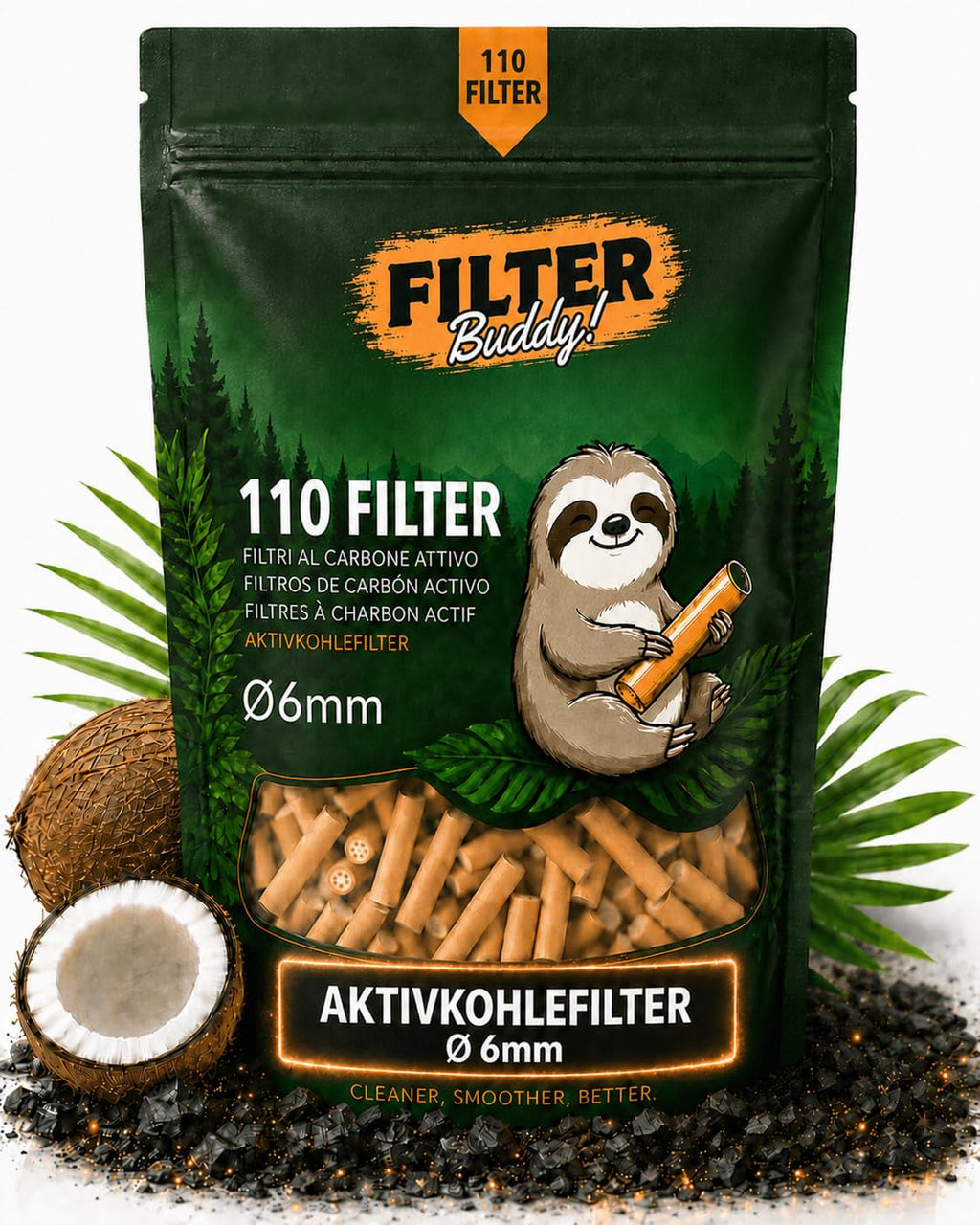 Aktivkohlefilter 6mm I 250 Aktivkohle Filter aus Kokoskohle I Keramikkappen