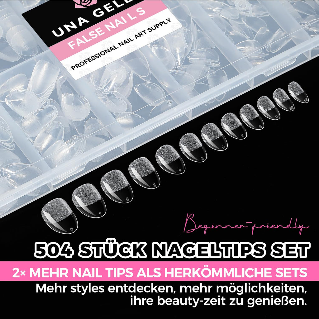 UNA GELLA Kurze Mandel Nail Tips 504 Stück