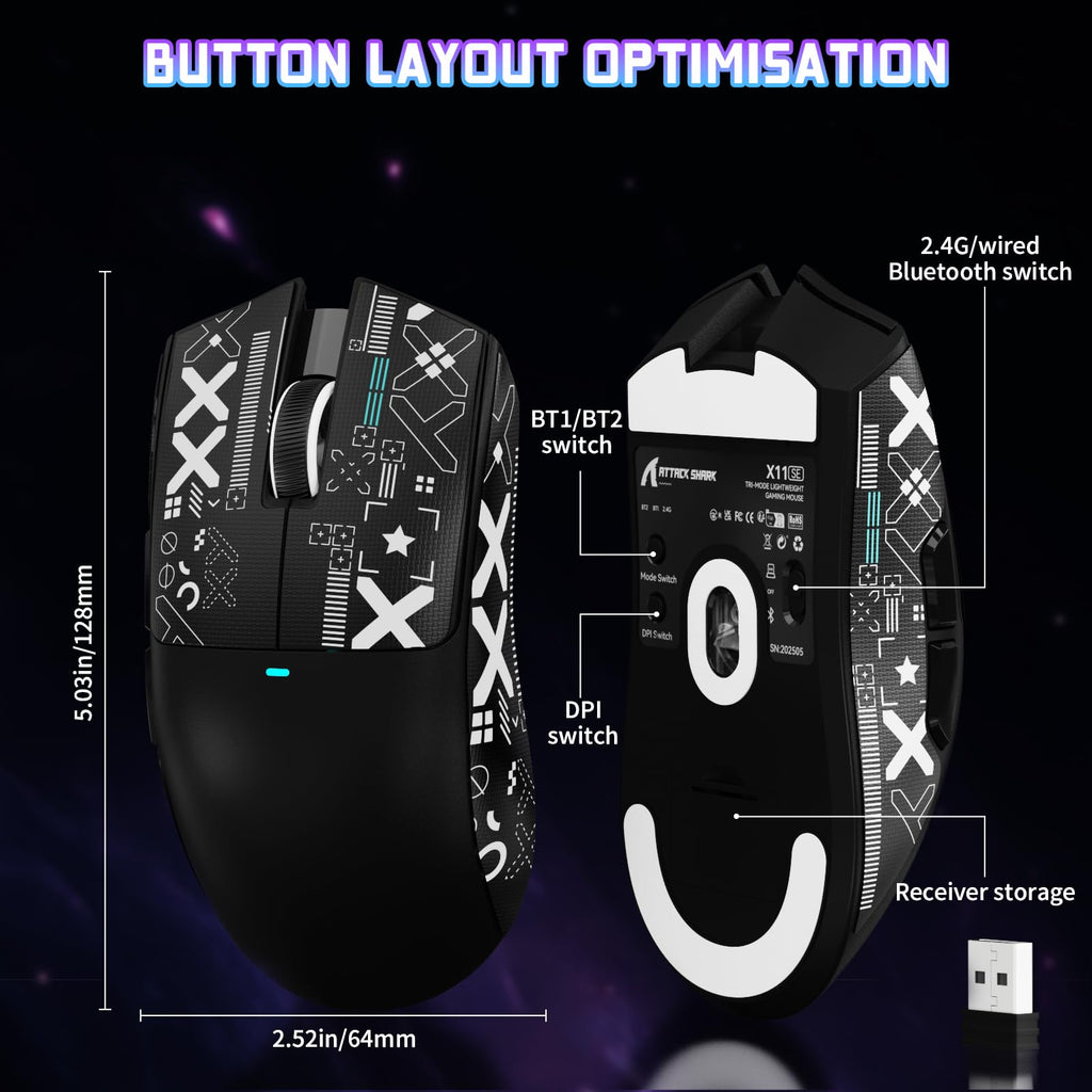 ATTACK SHARK X11SE Kabellose Gaming-Maus
