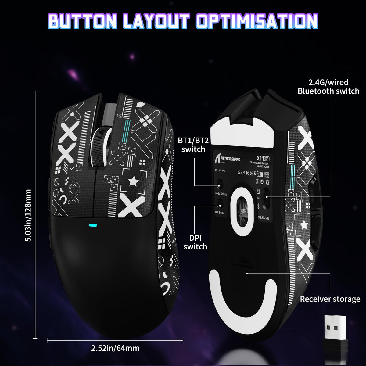 ATTACK SHARK X11SE Kabellose Gaming-Maus