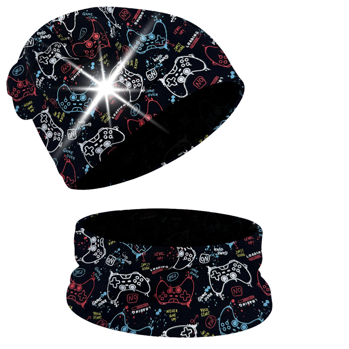 HECKBO 360° Reflektor Kinder Mütze & Loop Schal Set - 95% Baumwolle - weiches & pflegeleichtes Stretch-Material - Beanie Frühling Herbst Winter (48-54 cm)