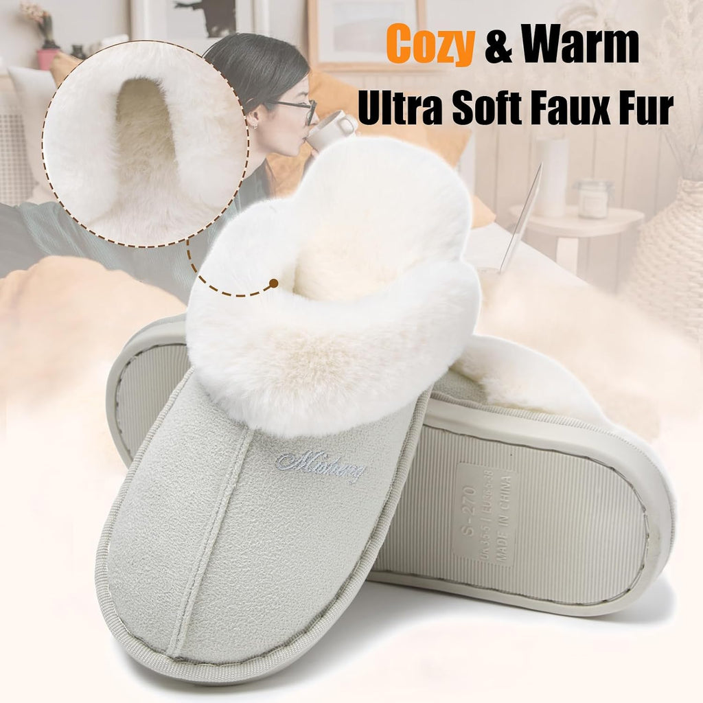 Misolin Damen Herren Hausschuhe Winter Warme Pantoffeln mit Memory-Schaum
