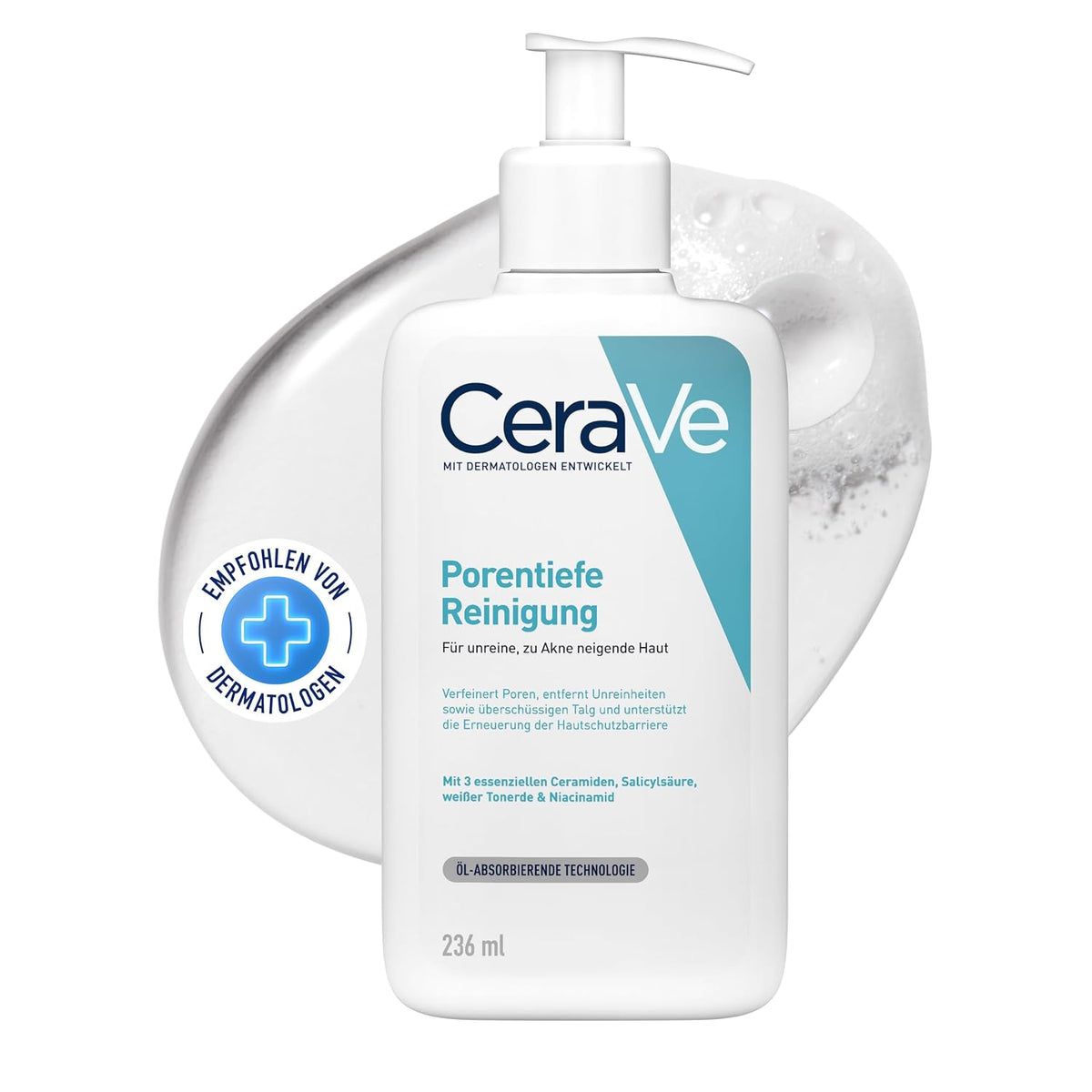 CeraVe Porentiefe Reinigung Waschgel für das Gesicht gegen Pickel, 236 ml