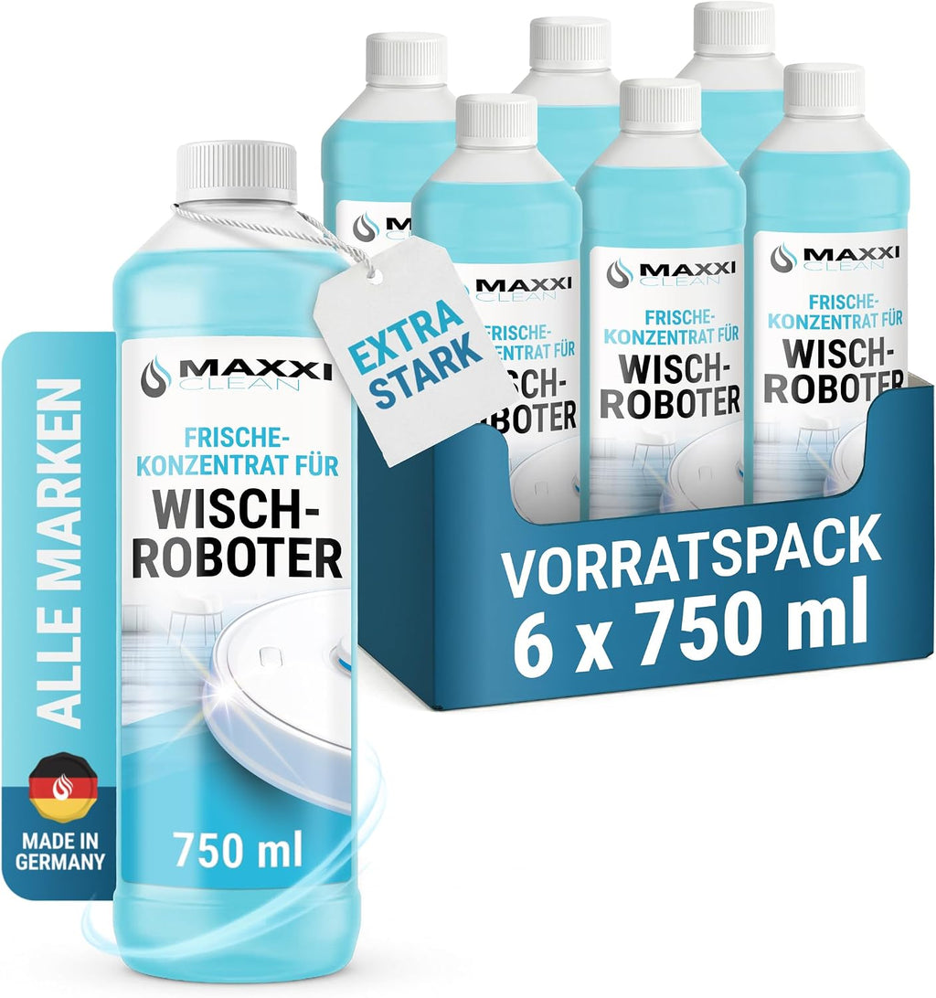 Maxxi Clean 1 x 750 ml Reinigungsmittel für Saugroboter mit Wischfunktion I Konzentrat mit Frische Duft I Universalreiniger für Fliesen, Laminat, Parkett I kompatibel mit gängigen Herstellern