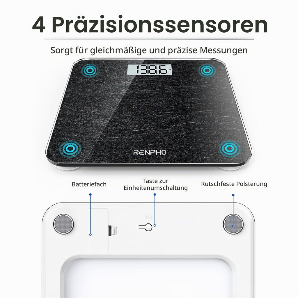 RENPHO Personenwaage, Körperwaage mit Hochpräzisions-Sensoren