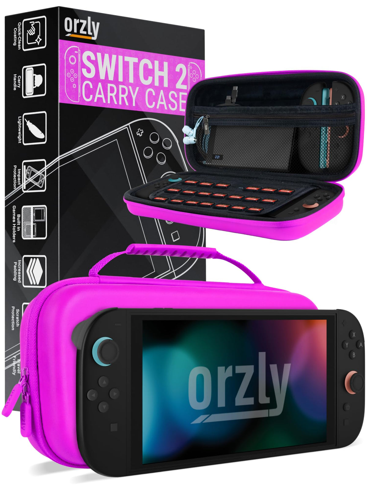 Orzly Tragetasche kompatibel mit Nintendo Switch Lite (2019) – Aufbewahrungstasche - Hartschalen Case/Hülle/Schutzhülle für die Verwendung mit der Nintendo Switch Lite Konsole & Accesoires - ROSA