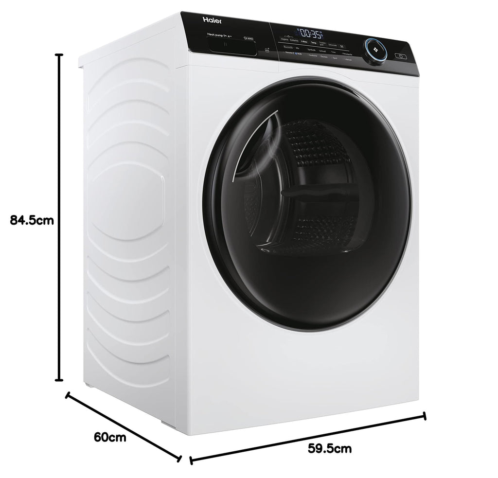 Haier Wärmepumpentrockner 9kg I G7 Serie I Klasse B I AI Power Inverter Motor, iOn Air Fresh, Pillow-Schontrommel, Automatik- & Hygiene-Programm, hOn AppI HD90-B667U1