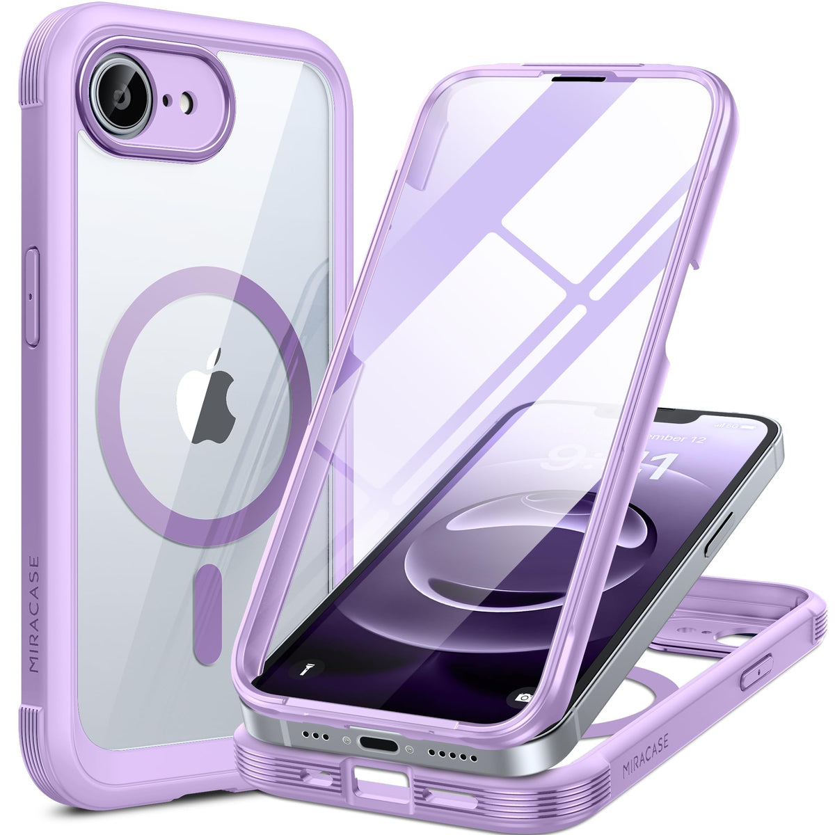 Miracase für iPhone 17 Hülle 6,3 Zoll,360 Grad Komplettschutz,Schwarz