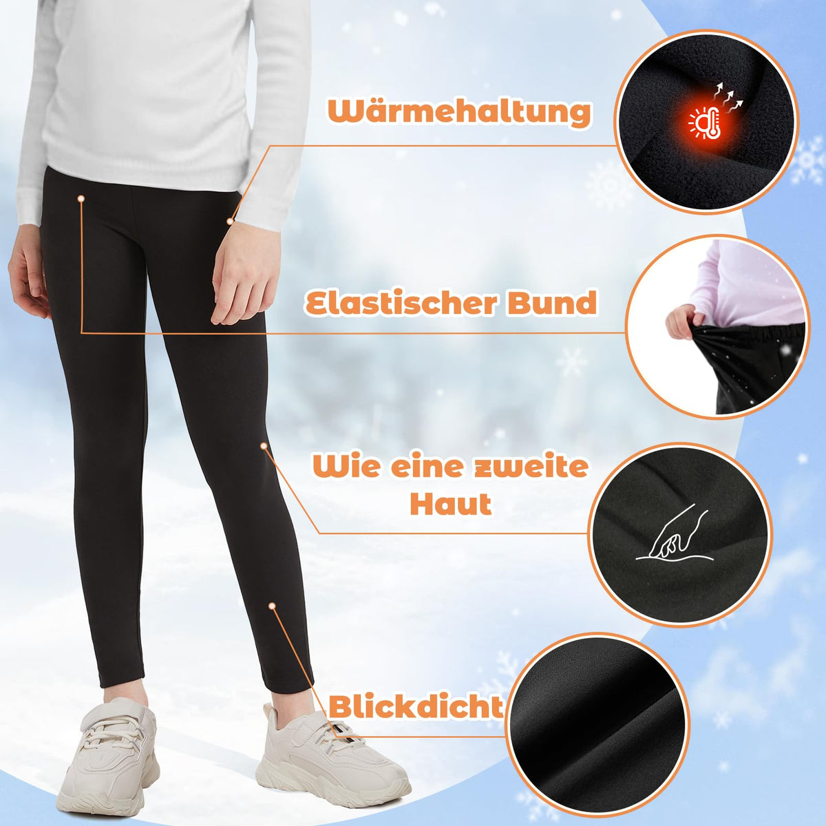 DDOBB 2er Pack Thermo Leggings Mädchen Mit Fleece High Waist