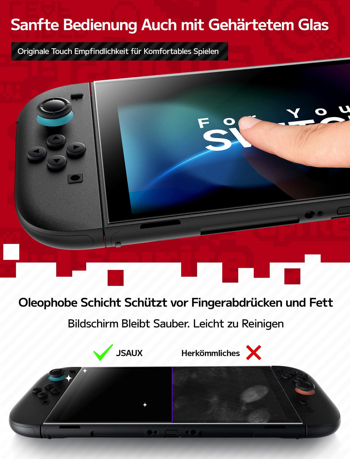 JSAUX 2er-Pack Ultra HD Displayschutz für Nintendo Switch 2