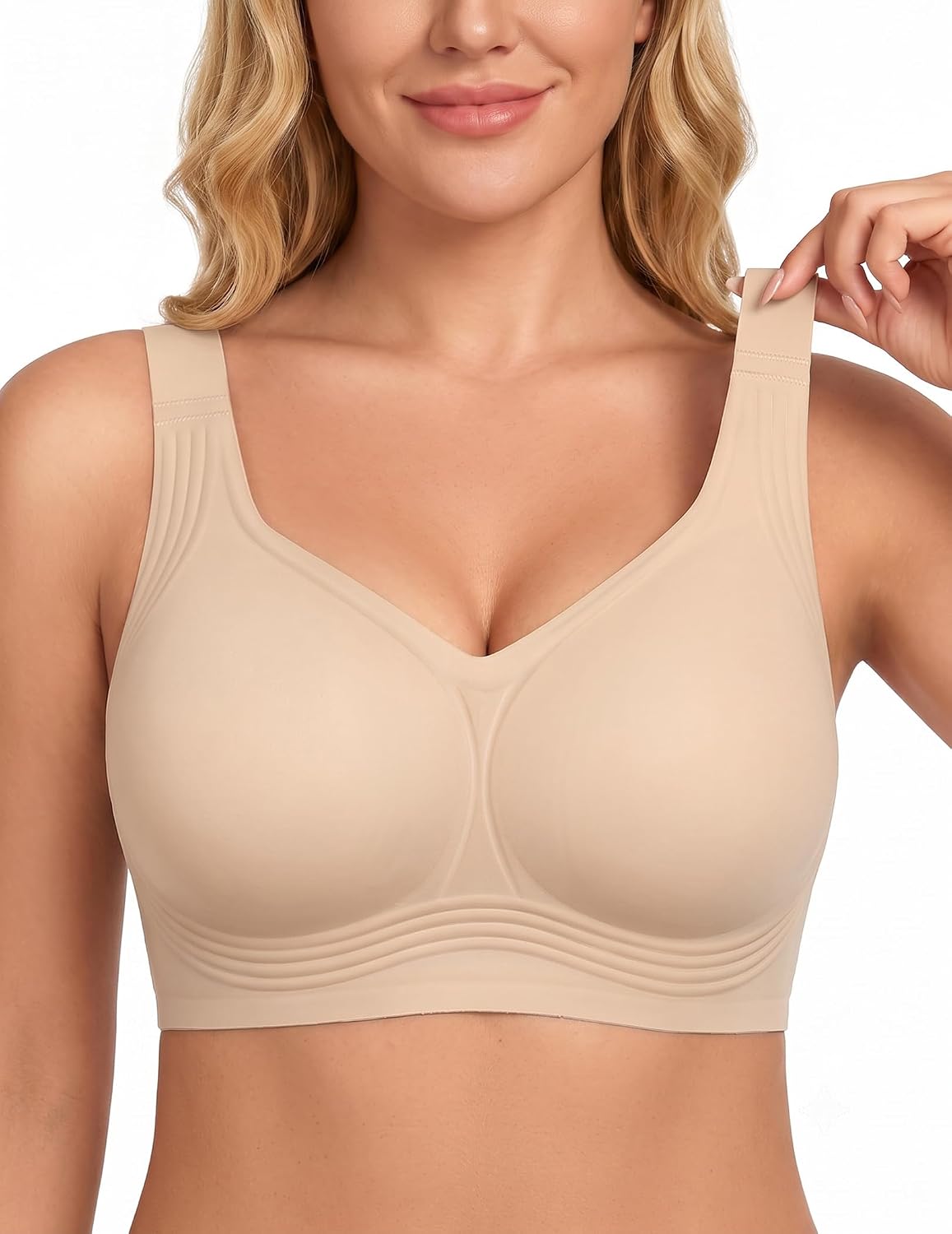 PoseFree Jelly Bras for Women, Wireless No Underwire, Full Coverage Support