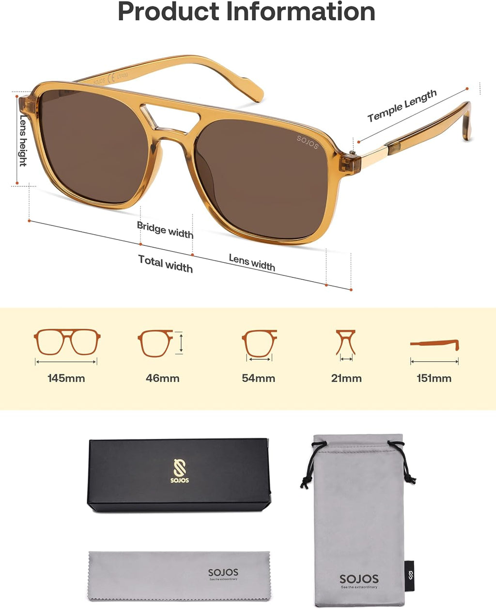 SOJOS Retro Aviator Sunglasses Womens Mens,Trendy Rectangle Shades SJ2202