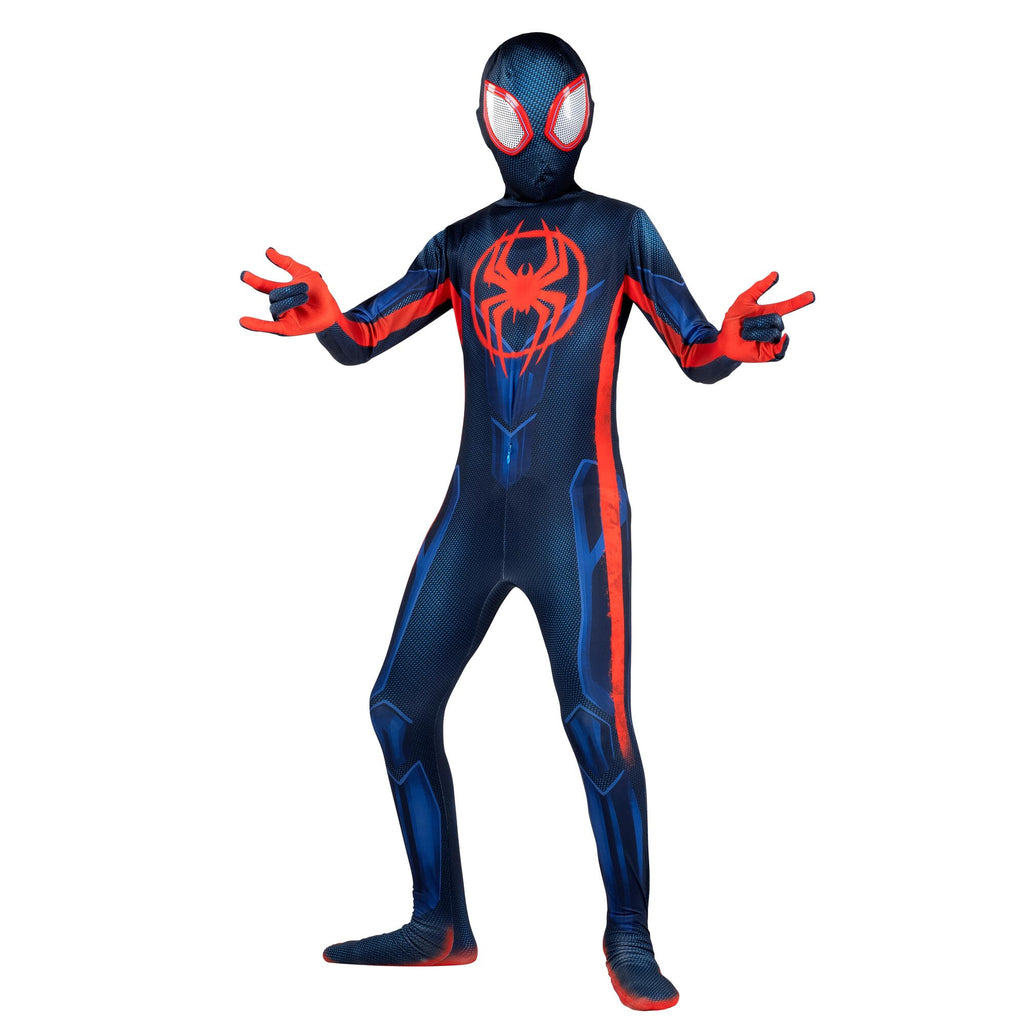 Marvel Miles Morales: Spider-Man Official Youth Deluxe Zentai Costume - Stretch Spandex with Hidden Zippers and Wrist Slits