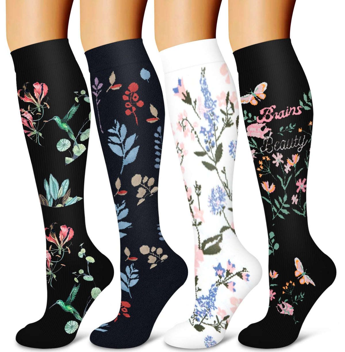 Laite Hebe 4 Pairs-Compression Socks for Women&Men Circulation-Best Support for Nurses